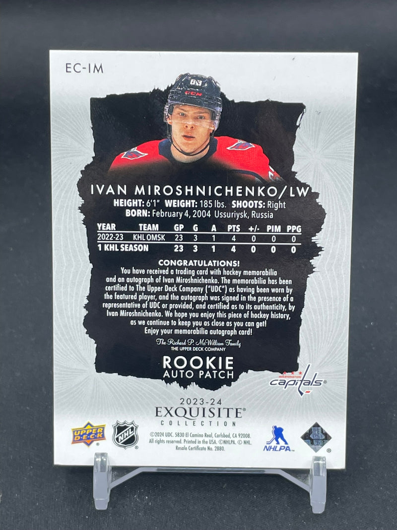 2023 UPPER DECK EXQUISITE - ROOKIE AUTO PATCH - I. MIROSHNICHENKO - #EC-IM - #'D/63 - RELIC - AUTOGRAPH - RC