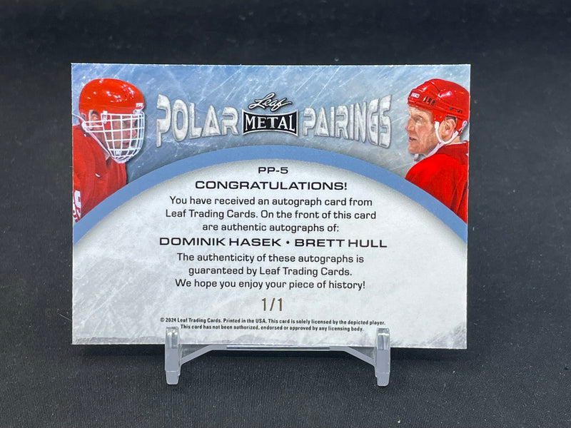 2024 LEAF METAL - POLAR PAIRINGS - GOLD - D. HASEK / B. HULL - #PP-5 - #'D/1 - DUAL AUTOGRAPH