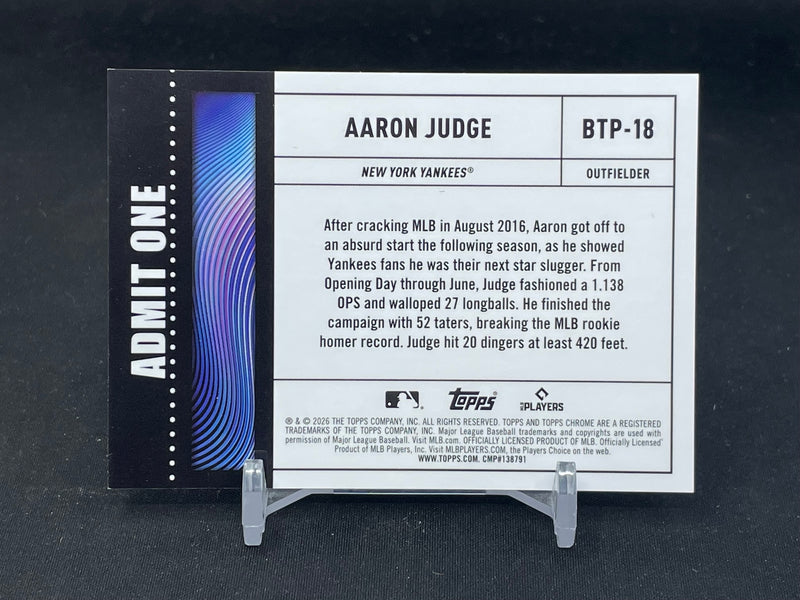 2026 TOPPS CHROME - PURPLE - BIG TICKET PLAYERS - A. JUDGE - #BTP-18 - #'D/75