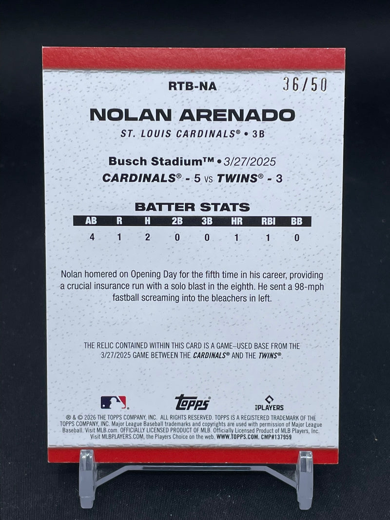 2026 TOPPS SERIES TWO - GOLD - ROUNDING THE BASES - N. ARENADO - #RTB-NA - #'D/50 - RELIC