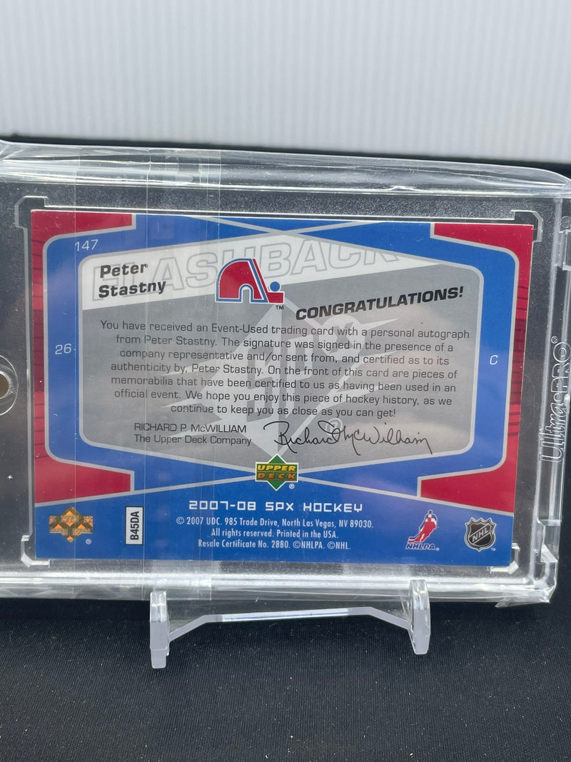 2007 UPPER DECK SPX - FLASHBACK FABRICS - P. STASTNY - #147 - #'D/25 - DUAL RELIC - AUTOGRAPH