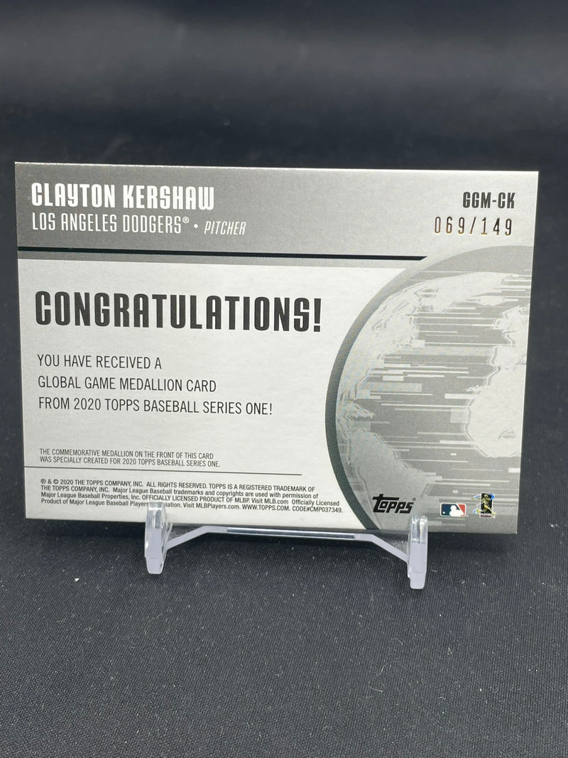 2020 TOPPS SERIES ONE - GLOBAL GAME MEDALLION - C. KERSHAW - #GGM-CK - #'D/149 - RELIC