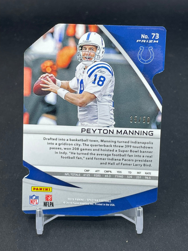 2019 PANINI SPECTRA - NEON BLUE PRIZM DIE-CUT - P. MANNING - #73 - #'D/50