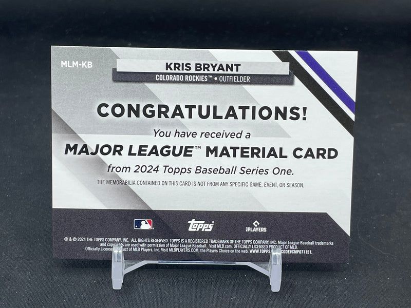 2024 TOPPS SERIES ONE - MAJOR LEAGUE MATERIAL - K. BRYANT -