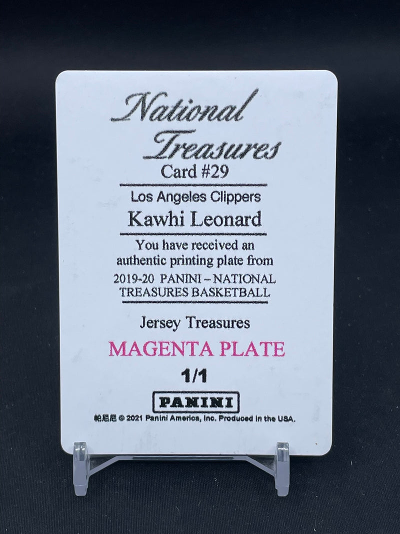 2019 PANINI NATIONAL TREASURES - MAGENTA PRINTING PLATE - K. LEONARD - #29 - #'D/1
