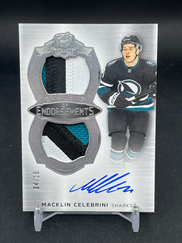 2024 UPPER DECK THE CUP - EMBLEMS OF ENDORSEMENTS - M. CELEBRINI - #EE-MC - #'D/15 - DUAL PATCH - AUTOGRAPH - RC