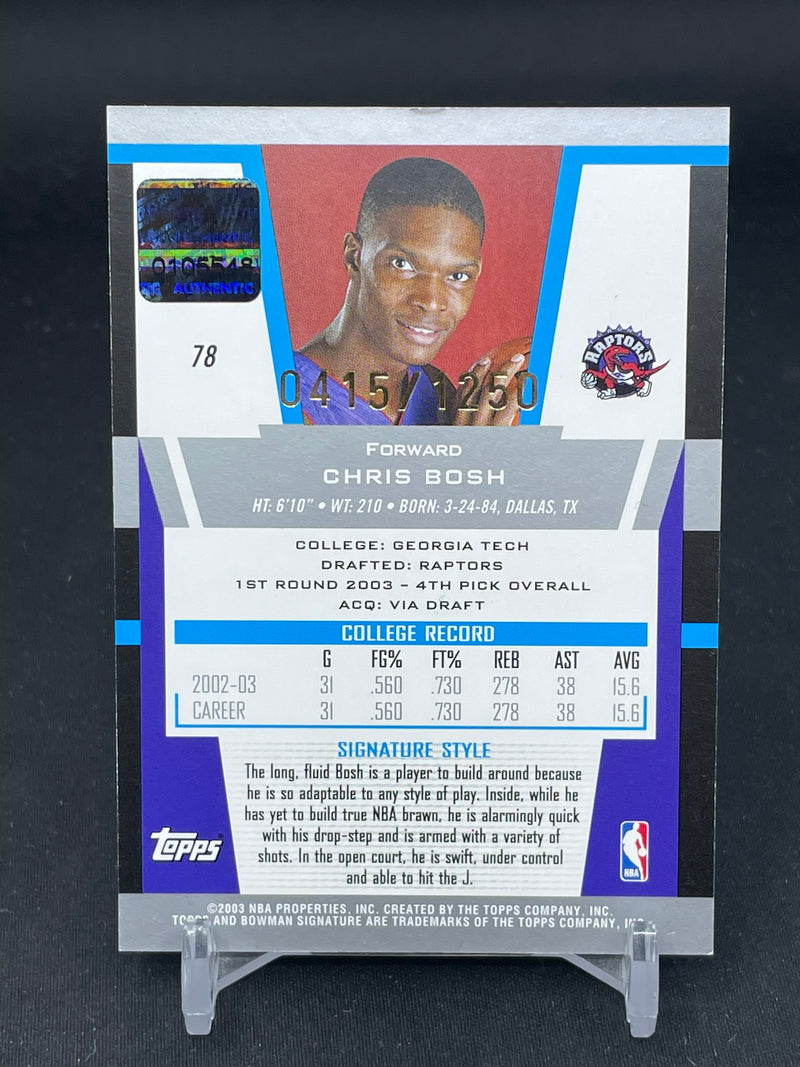 2003 BOWMAN - BOWMAN SIGNATURES - C. BOSH - #78 - #'D/1250 - RELIC - AUTOGRAPH