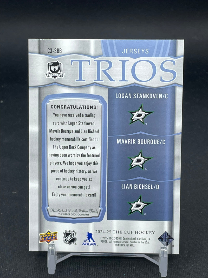 2024 UPPER DECK THE CUP - TRIOS - L. STANKOVEN / M. BOURQUE / L. BICHSEL - #C3-SBB - #'D/49 - TRIPLE RELIC