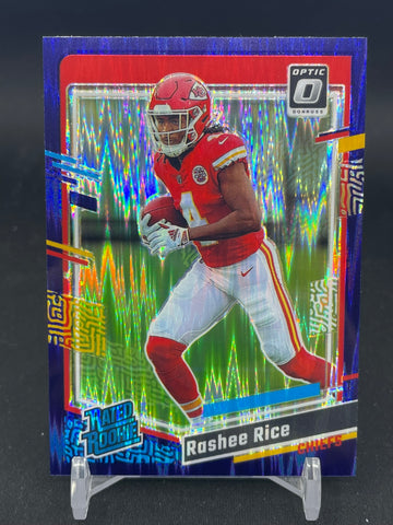 2023 PANINI DONRUSS OPTIC - PURPLE SHOCK PRIZM - RATED ROOKIE - R. RICE - #257 - RC