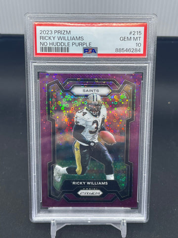 2023 PANINI PRIZM - NO HUDDLE PURPLE - R. WILLIAMS - #215 - #'D/35 - PSA 10