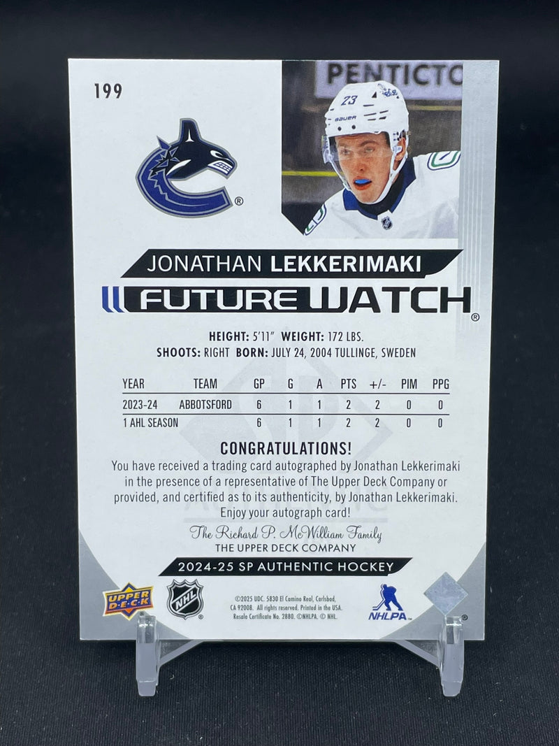 2024 UPPER DECK SP AUTHENTIC - HOPRIZONTAL FUTURE WATCH AUTO - J. LEKKERIMAKI - #199 - #'D/599 - AUTOGRAPH - RC