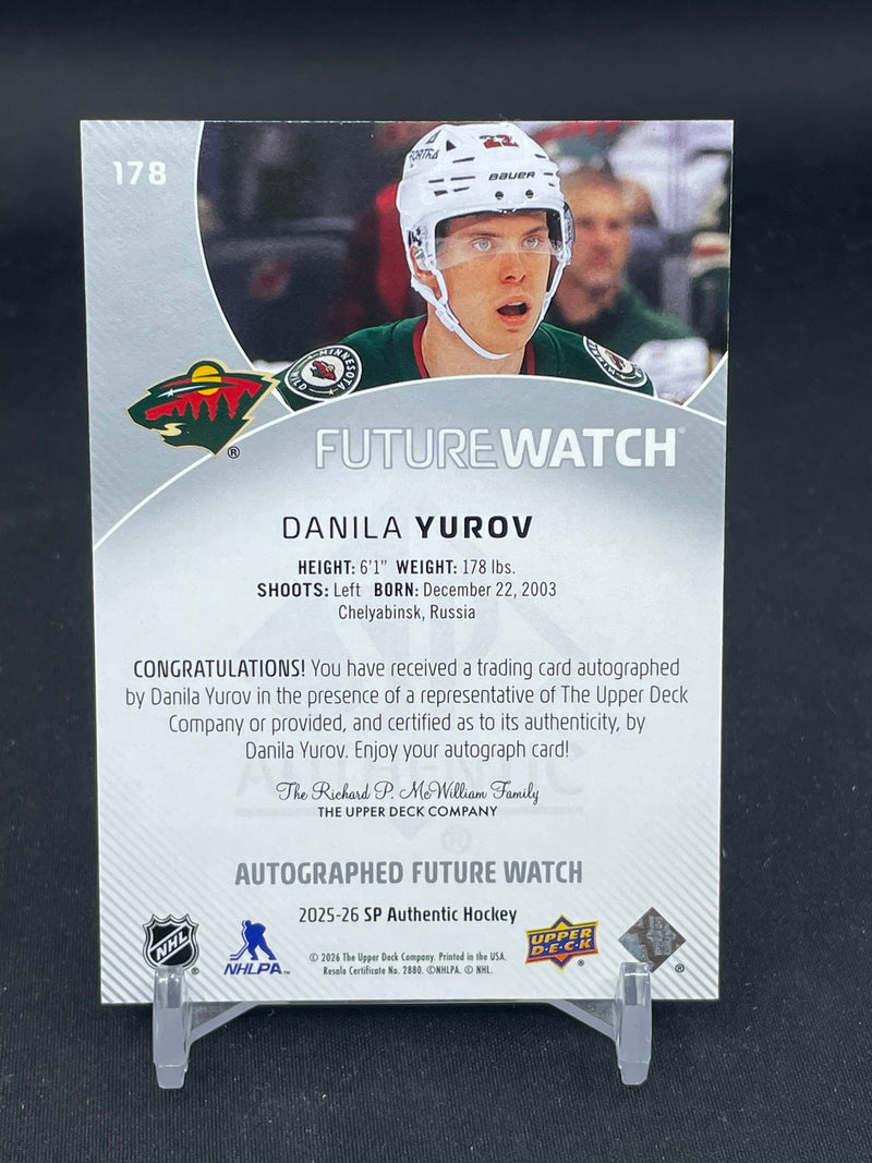2025 UPPER DECK SP AUTHENTIC - HORIZONTAL FUTURE WATCH AUTO - D. YUROV - #178 - #'D/599 - AUTOGRAPH - RC
