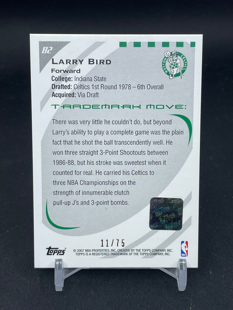 2007 TOPPS TRADEMARK MOVES - LEVEL 1 - L. BIRD - #82 - #'D/75 - AUTOGRAPH
