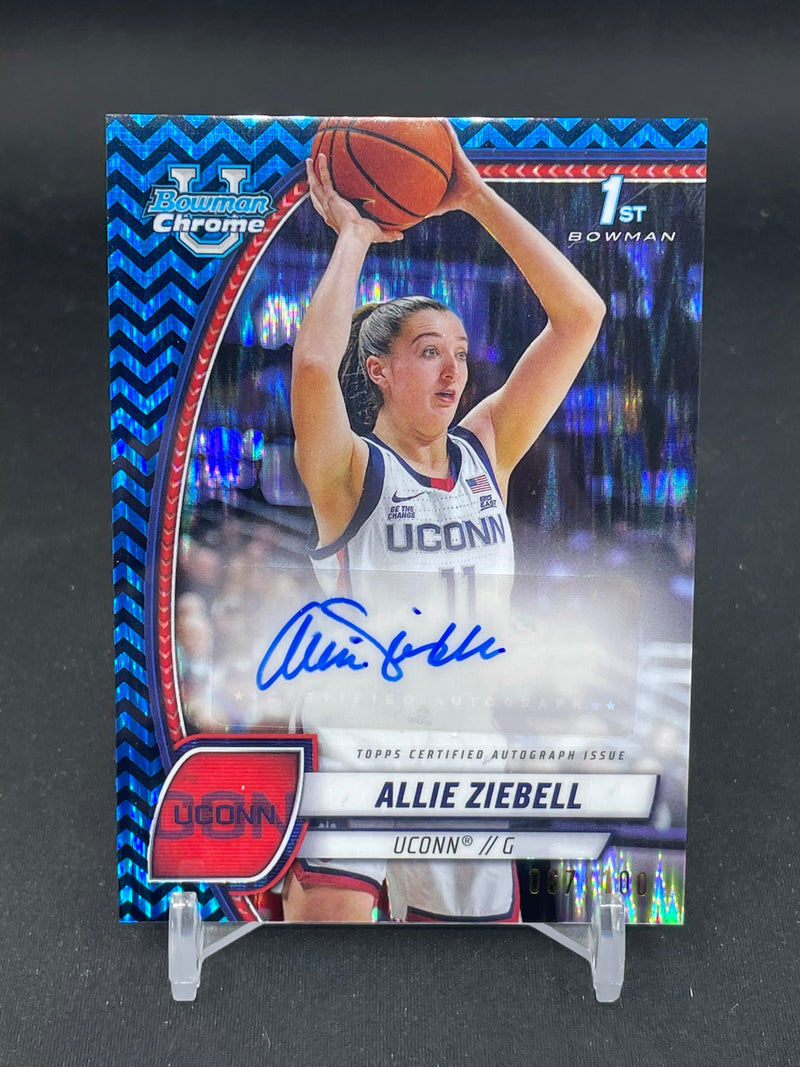 2025 TOPPS BOWMAN CHROME UNIVERSITY - BLUE STEALTH REFRACTOR - A. ZIEBELL - #5 - #'D/100 - AUTOGHRAPH