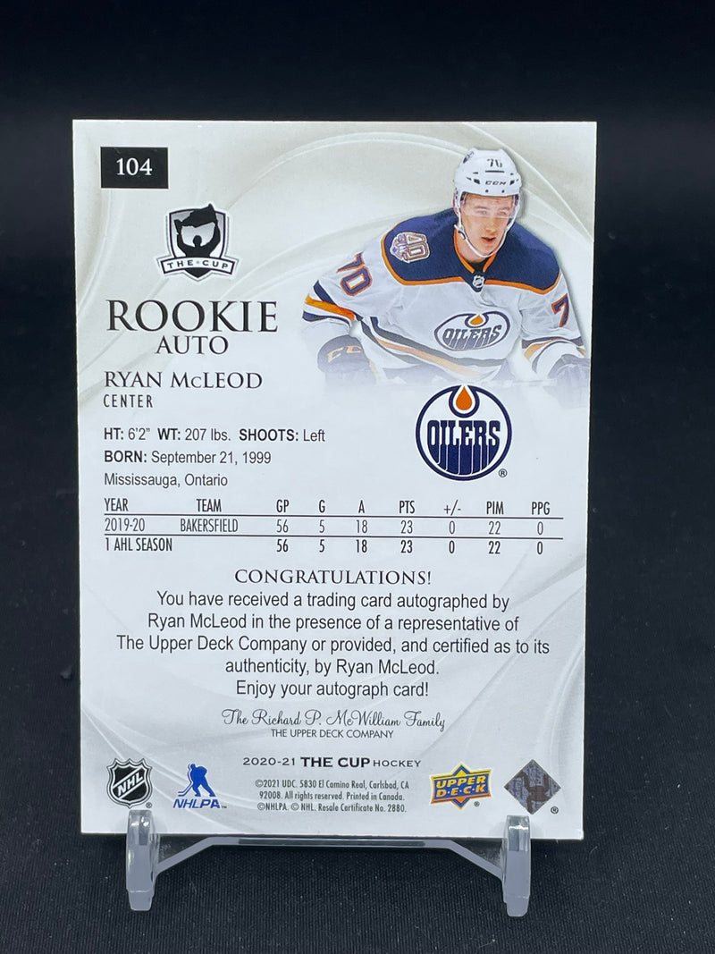 2020 UPPER DECK THE CUP - ROOKIE AUTO - R. MCLEOD - #104 - #'D/36 - AUTOGRAPH - RC