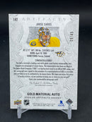 2025 UPPER DECK ARTIFACTS - GOLD MATERIAL AUTO - J. SAROS - #142 - #'D/45 - DUAL RELIC - AUTOGRAPH