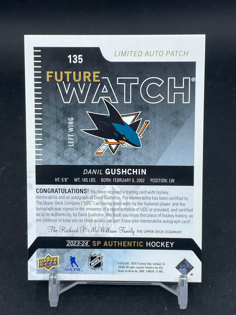 2023 UPPER DECK SP AUTHENTIC - FUTURE WATCH AUTO PATCH - D. GHUSHCHIN - #135 - #'D/100 - RELIC - AUTOGRAPH - RC