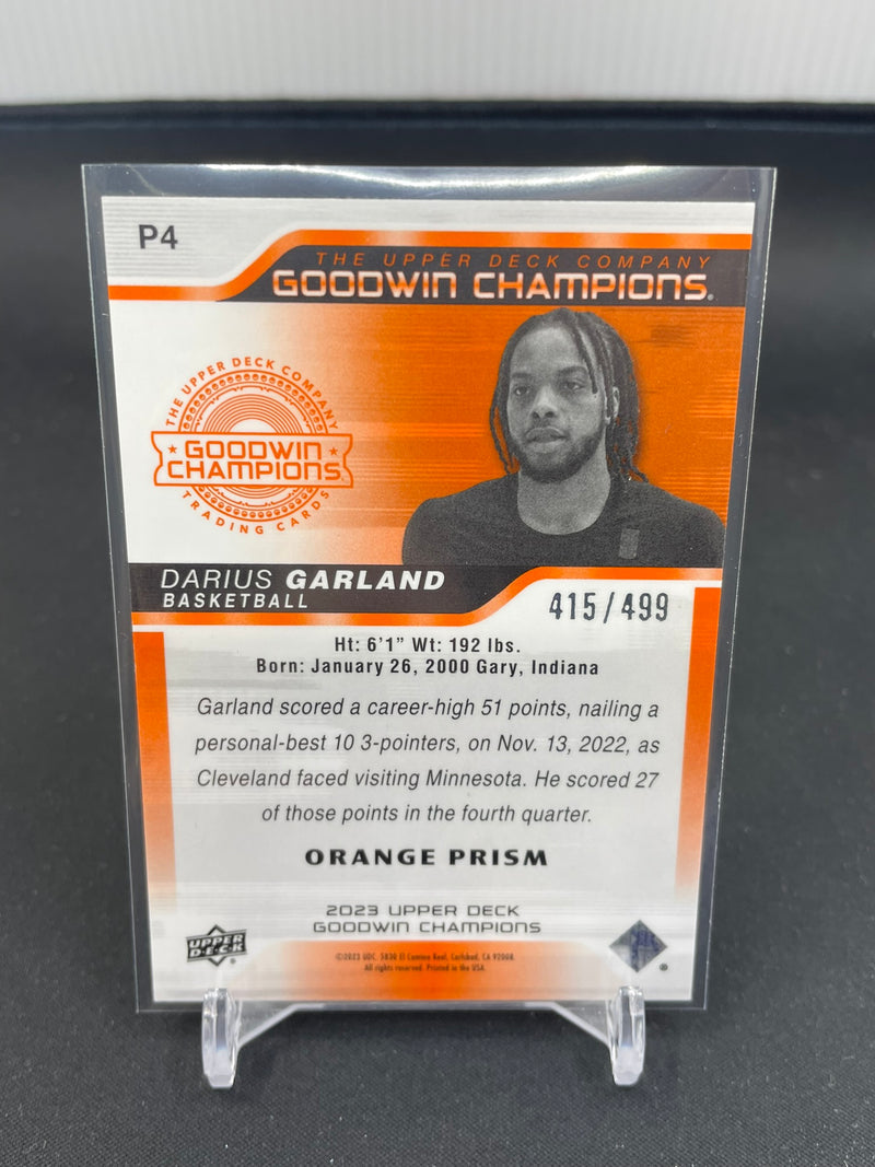 2023 UPPER DECK GOODWIN CHAMPIONS - ORANGE PRISM - D. GARLAND - #P4 - #'D/499 - RC