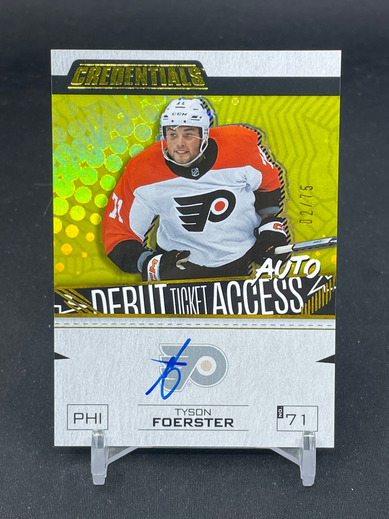 2023 UPPER DECK CREDENTIALS - YELLOW - DEBUT TICKET ACCES - T. FOERSTER - #DTAA-TF - #'D/75 - AUTOGRAPH - RC
