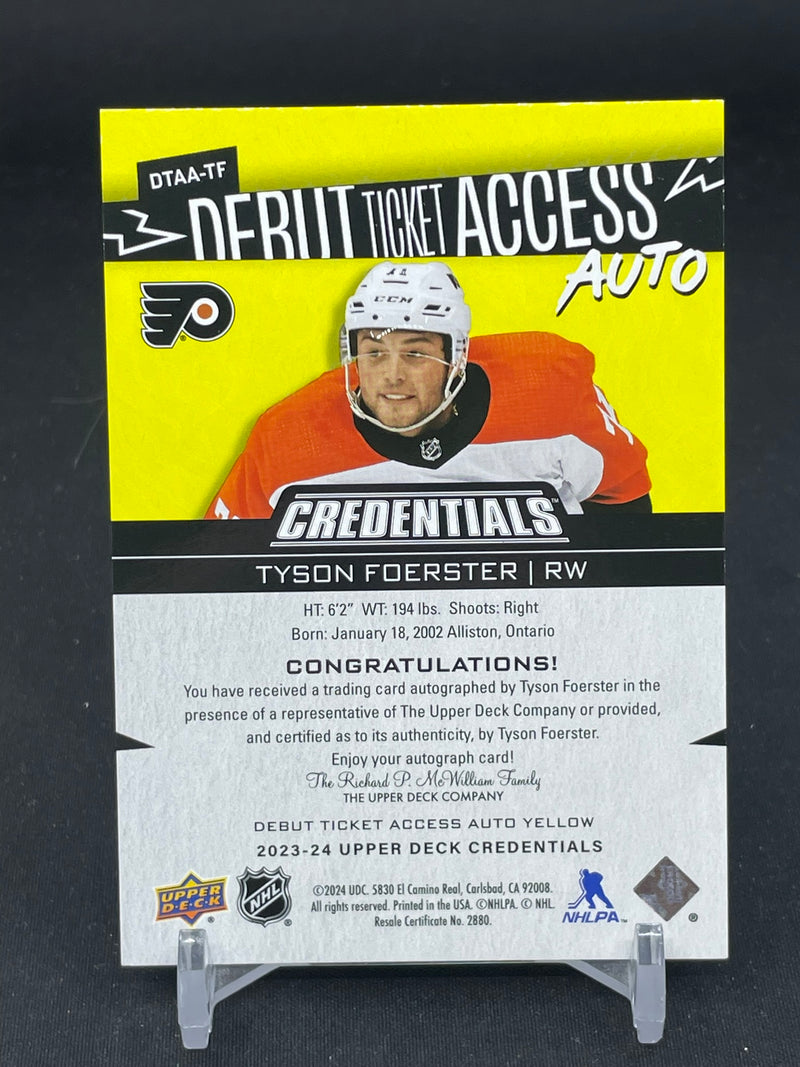 2023 UPPER DECK CREDENTIALS - YELLOW - DEBUT TICKET ACCES - T. FOERSTER - #DTAA-TF - #'D/75 - AUTOGRAPH - RC