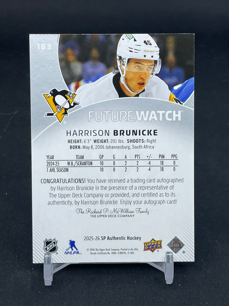 2025 UPPER DECK SP AUTHENTIC - FUTURE WATCH AUTO - H. BRUNICKE - #183 - #'D/999 - AUTOGRAPH - RC