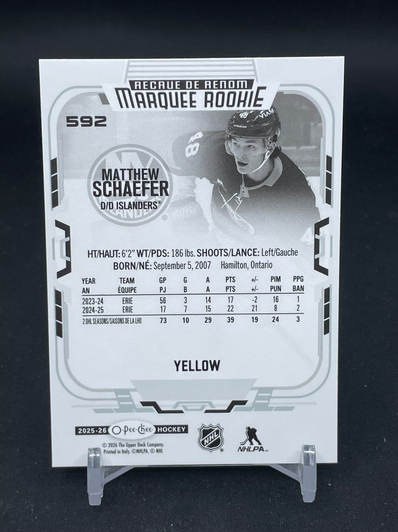 2025 UPPER DECK O-PEE-CHEE - YELLOW - MARQUEE ROOKIE - M. SCHAEFER -