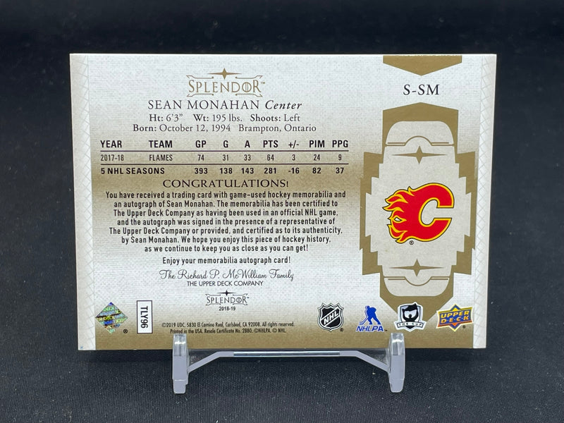 2018 UPPER DECK THE CUP - SPLENDOR - S. MONAHAN - #S-SM - #'D/36 - RELIC - AUTOGRAPH