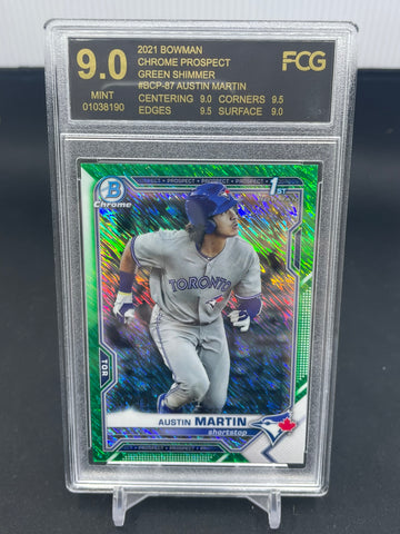 2021 TOPPS BOWMAN - CHROME PROSPECT - GREEN SHIMMER - A. MARTIN - #BCP-87 - #'D/99 - FCG 9