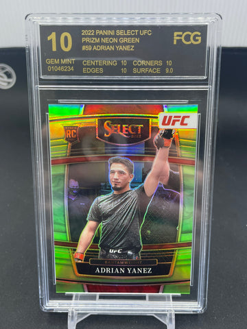 2022 PANINI SELECT - NEON GREEN PRIZM - A. YANEZ - #59 - #'D/49 - FCG 10 - RC