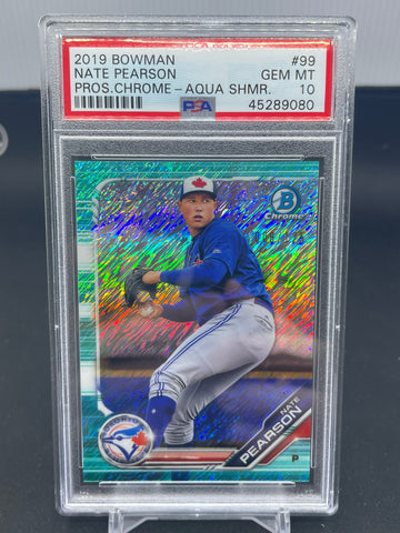 2019 TOPPS BOWMAN - CHROME PROSPECT - AQUA SHIMMER - N. PEARSON - #99 - #'D/125 - PSA 10