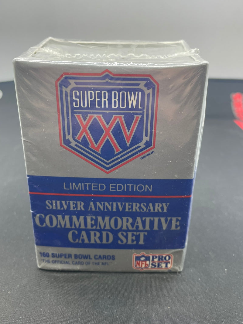 1991 PRO SET SUPER BOWL XXV LIMITED EDITION SILVER ANNIVERSARY COMMEMORATIVE CARD BOX