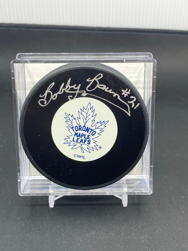 NHL - TORONTO MAPLE LEAFS - BOBBY BAUN - AUTOGRAPHED PUCK W/COA