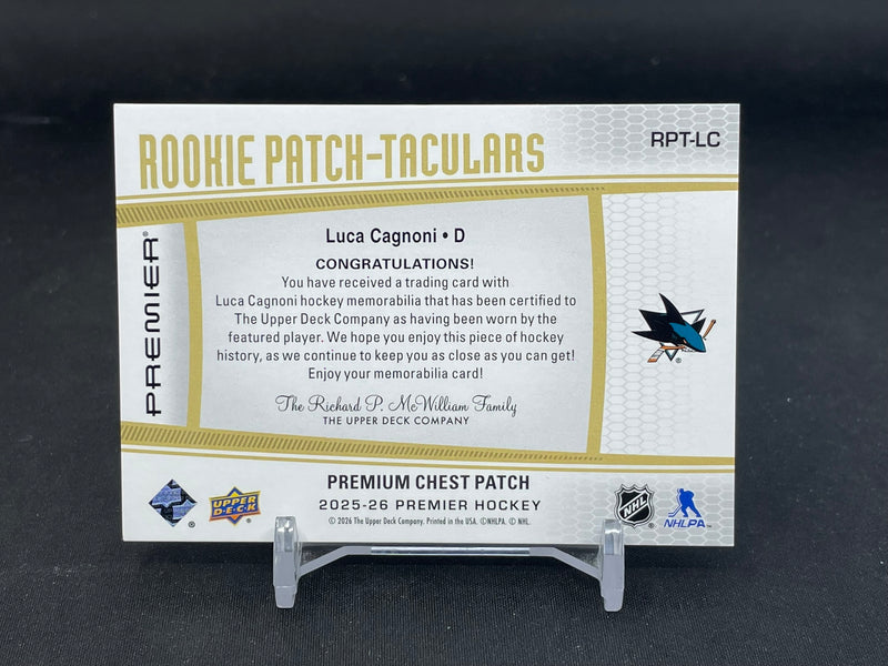 2025 UPPER DECK PREMIER - ROOKIE PATCH-TACULARS - L. CAGNONI - #RPT-LC - #'D/25 - RELIC - RC