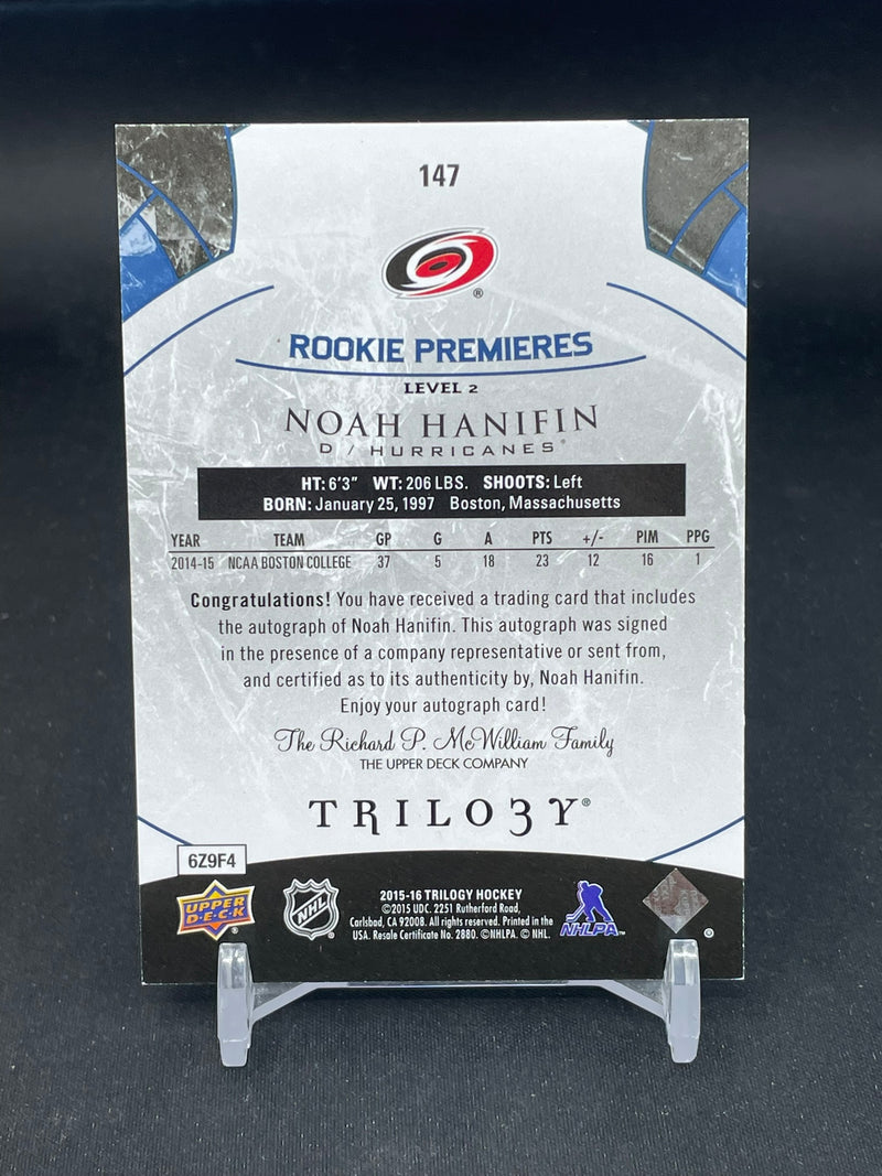 2015 UPPER DECK TRILOGY - ROOKIE PREMIERES - N. HANIFIN - #147 - #'D/199 - AUTOGRAPH - RC