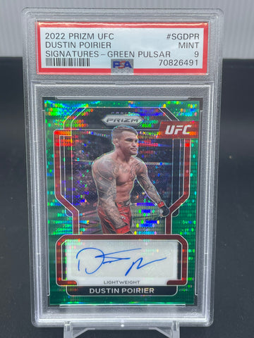 2022 PANINI PRIZM - GREEN PLSAR - D. POIRIER - #SGDPR - #'D/25 - AUTOGRAPH - PSA 9