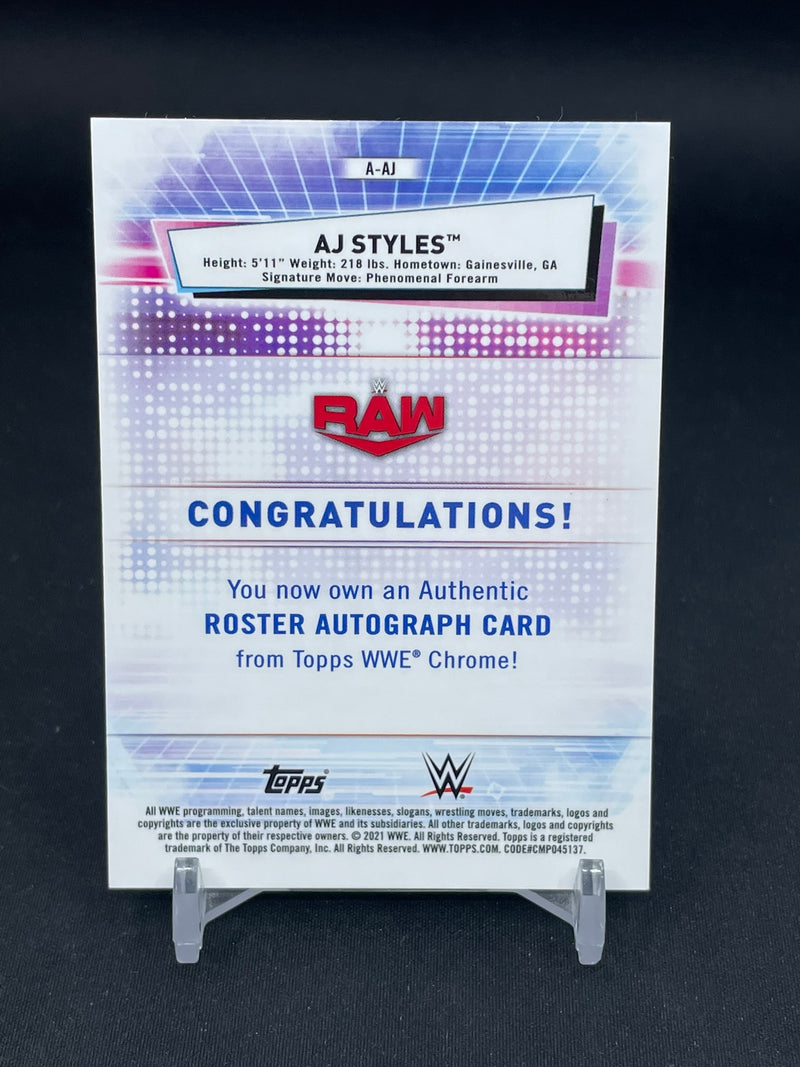 2021 TOPPS CHROME - ROSTER AUTOGRAPHS - AJ STYLES - #A-AJ - #'D/199 - AUTOGRAPH