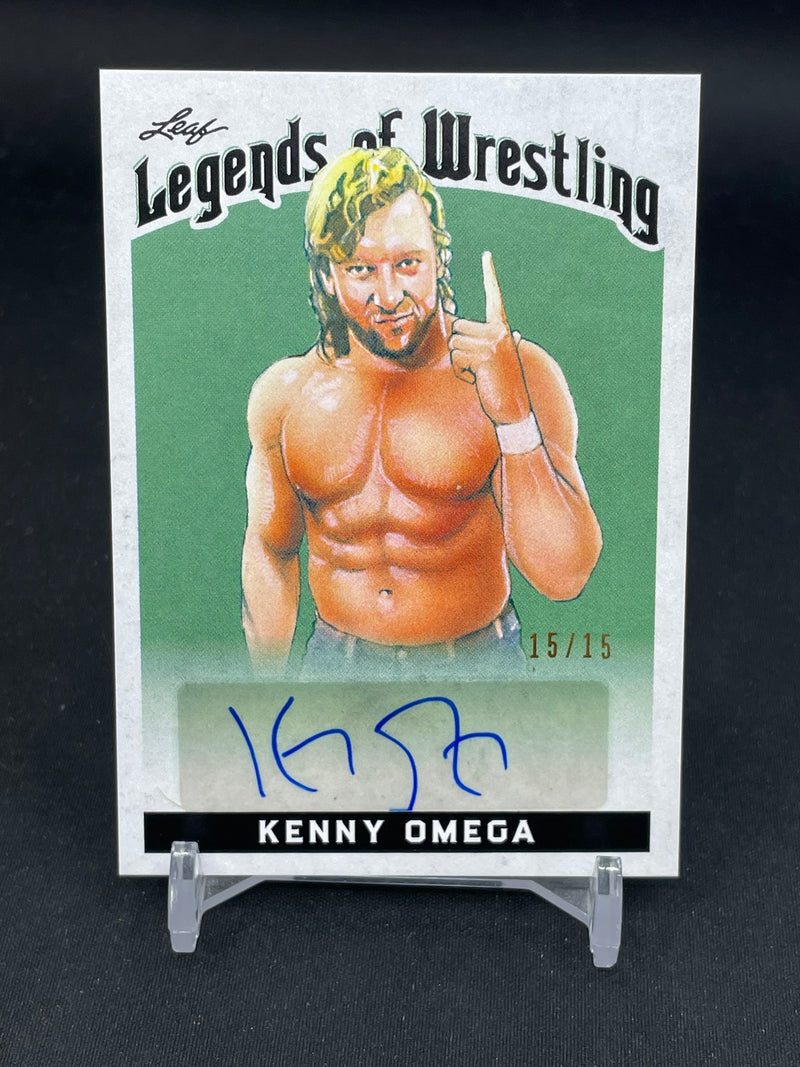 2018 LEAF - LEGENDS OF WRESTLING - GREEN - KENNY OMEGA - #LW-KO2 - #'D/15 - AUTOGRAPH