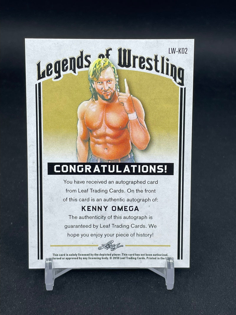 2018 LEAF - LEGENDS OF WRESTLING - GREEN - KENNY OMEGA - #LW-KO2 - #'D/15 - AUTOGRAPH