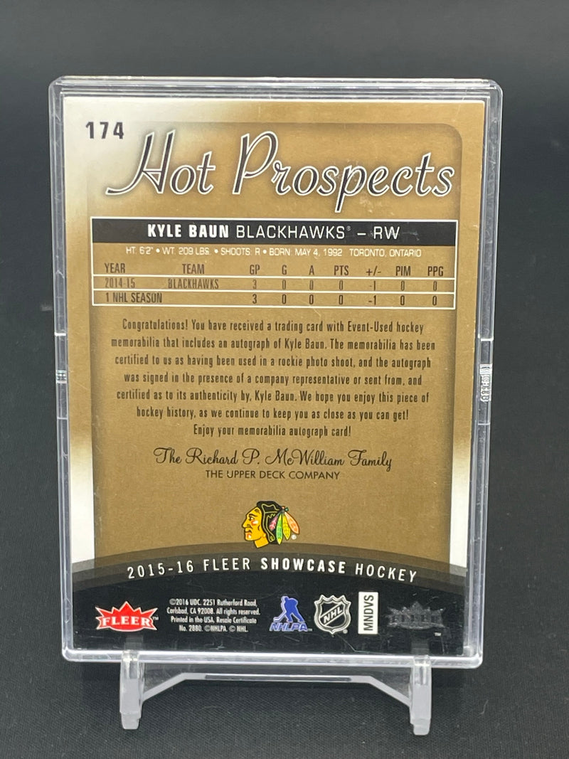 2015 FLEER SHOWCASE - HOT PROSPECTS ROOKIE AUTO PATCH - K. BAUN - #174 - #'D/499 - AUTOGRAPH - RELIC - RC