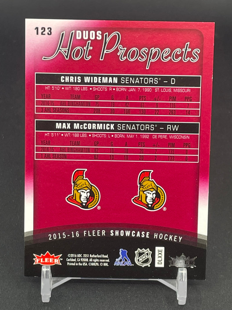2015 FLEER SHOWCASE - HOT PROSPECTS DUOS - RED GLOW - C. WIDEMAN / M. MCCORMICK - #123 - #'D/25