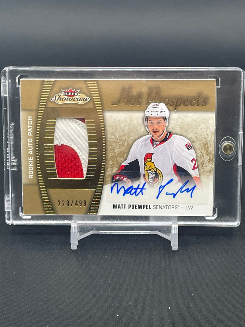 2015 FLEER SHOWCASE - HOT PROSPECTS ROOKIE AUTO PATCH - M. PUEMPEL - #167 - #'D/499 - RELIC - AUTO - RC