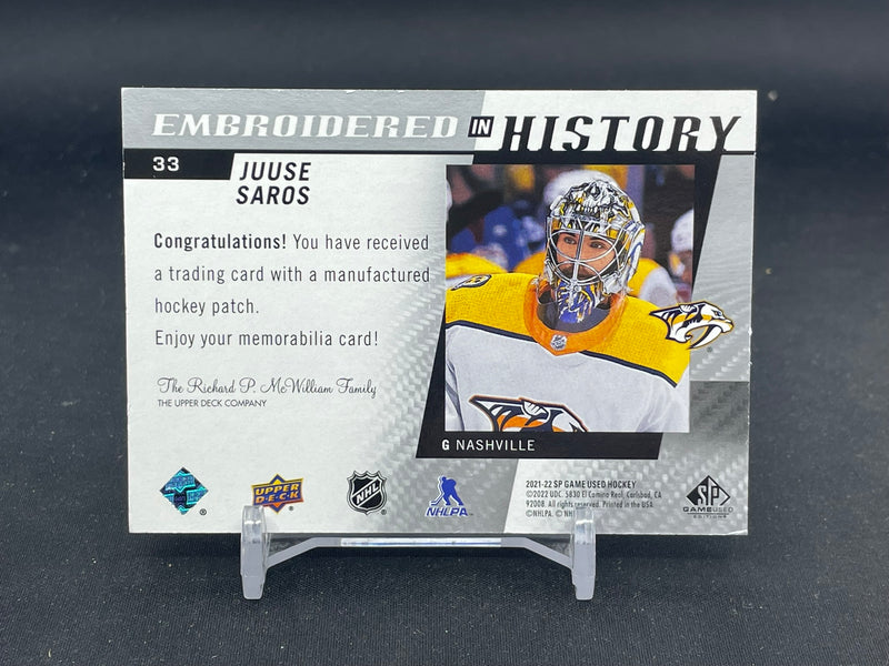 2021 UPPER DECK SP GAME USED - EMBROIDED IN HISTORY - J. SAROS -