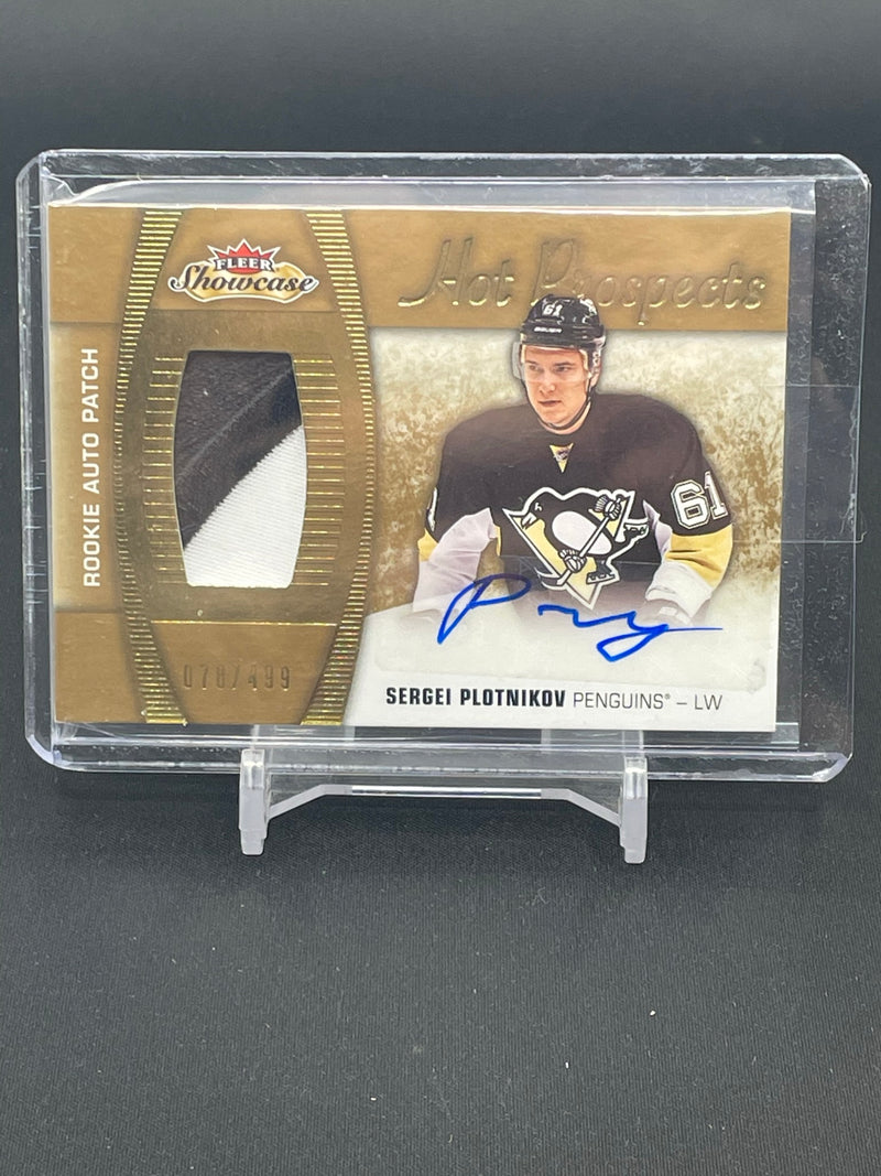 2015 FLEER SHOWCASE - HOT PROSPECTS ROOKIE AUTO PATCH - S. PLOTNIKOV - #180 - #'D/ 499 - RELIC - AUTO - RC