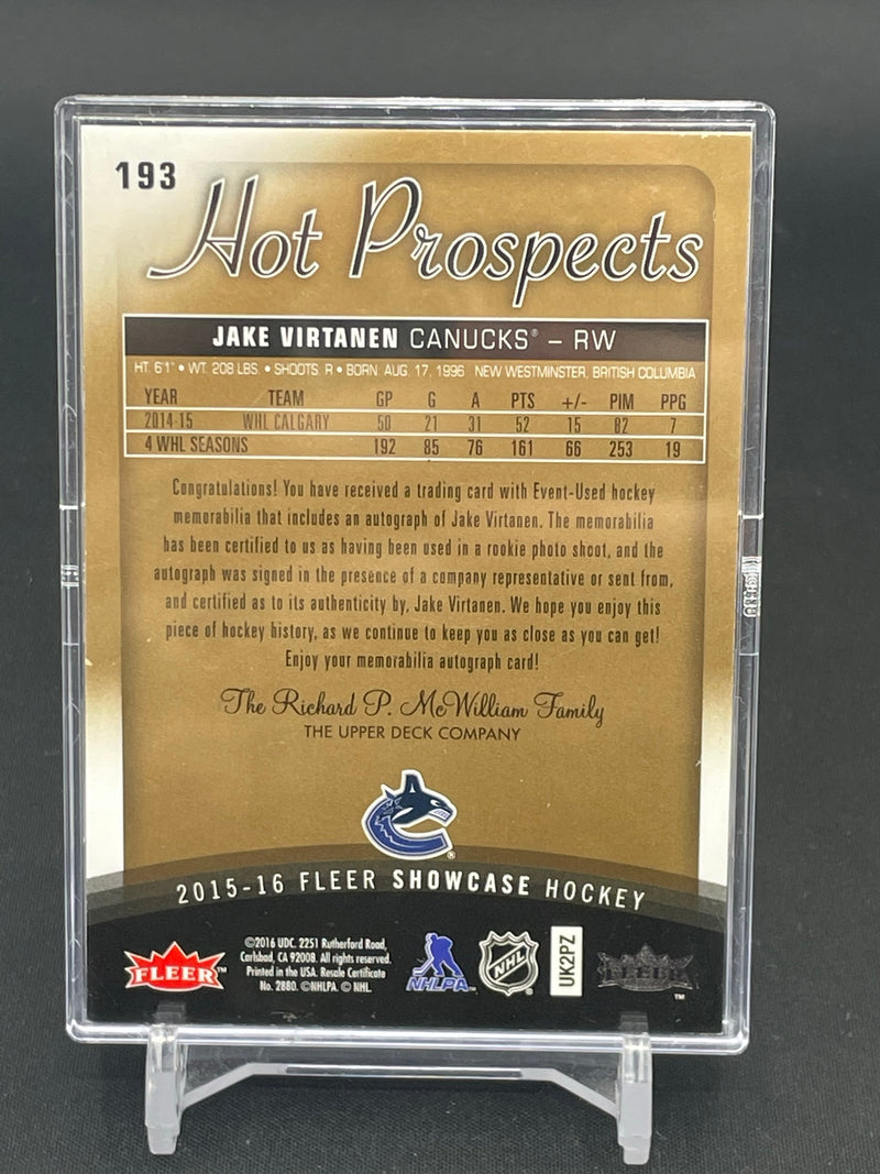 2015 FLEER SHOWCASE - HOT PROSPECTS ROOKIE AUTO PATCH - J. VIRTANEN - #193 - #'D/299 - RELIC - AUTO - RC