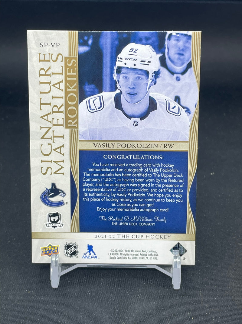 2021 UPPER DECK THE CUP - SIGNATURE MATERIALS ROOKIES - V. PODKOLZIN - #SP-VP - #'D/99 - RELIC - AUTOGRAPH - RC