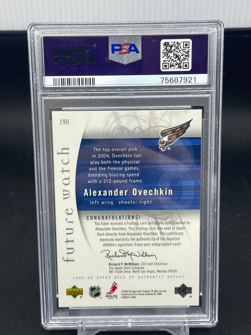 2005 UPPER DECK SP AUTHENTIC - FUTURE WATCH AUTO - A. OVECHKIN - #190 - #'D/999 - PSA 9 - AUTOGRAPH - RC