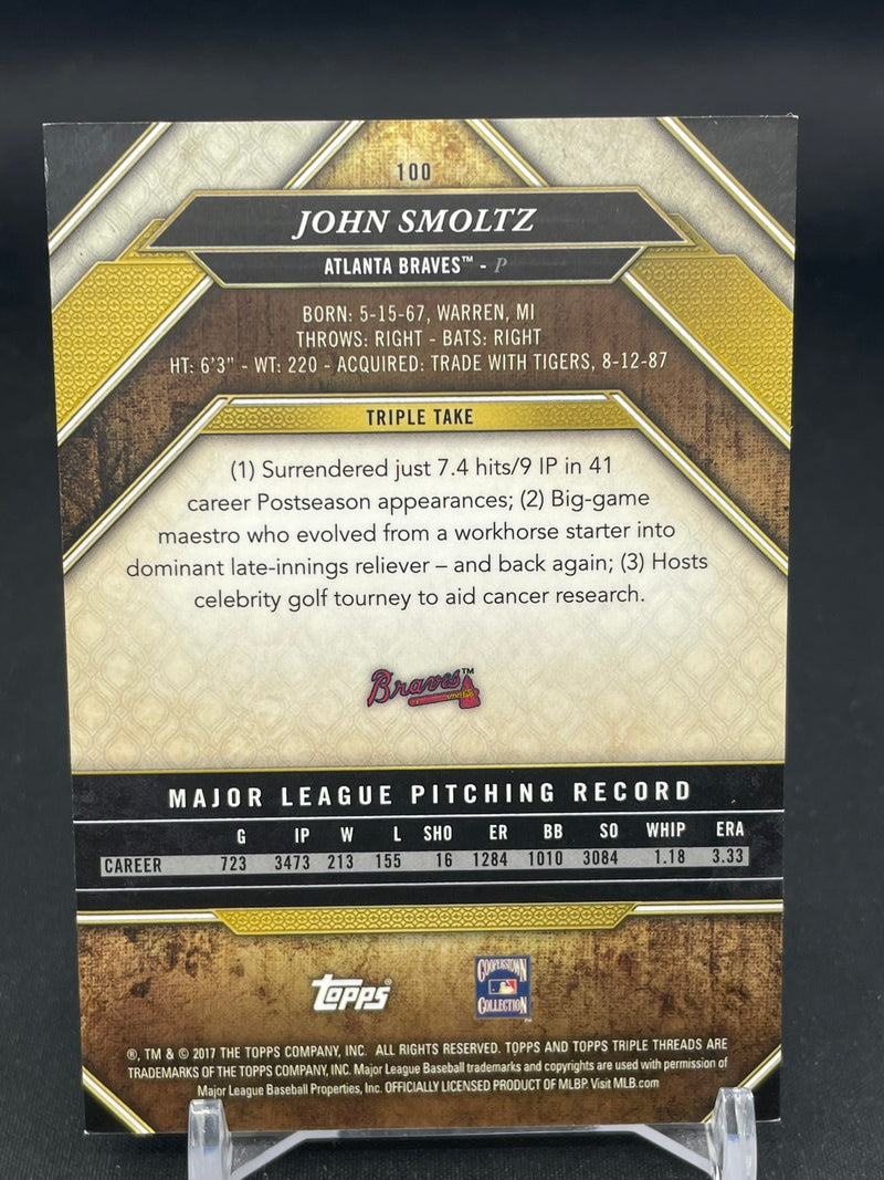 2017 TOPPS TRIPLE THREADS - GOLD - J. SMOLTZ - #100 - #'D/99