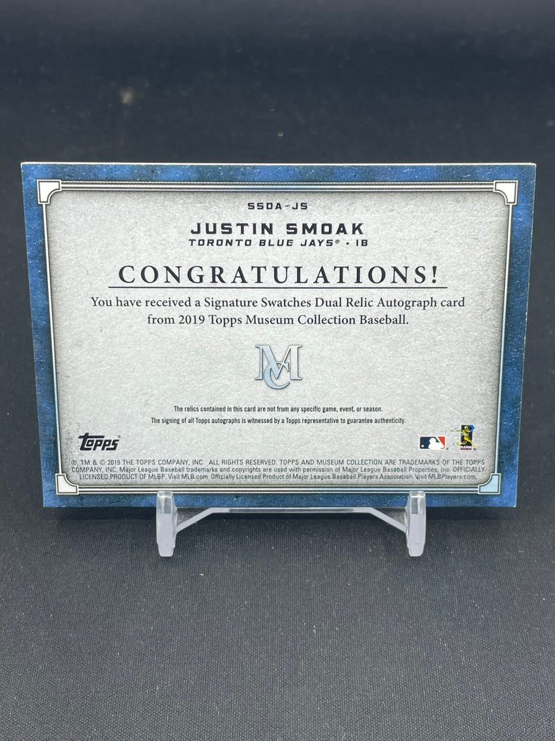 2019 TOPPS MUSEUM COLLECTION - SIGNATURE SWATCHES - J. SMOAK - #SSDA-JS - #'D/149 - DUAL RELIC - AUTOGRAPH