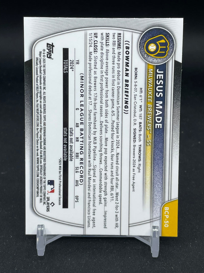 2025 TOPPS BOWMAN CHROME - 1ST BOWMAN - J. MADE -
