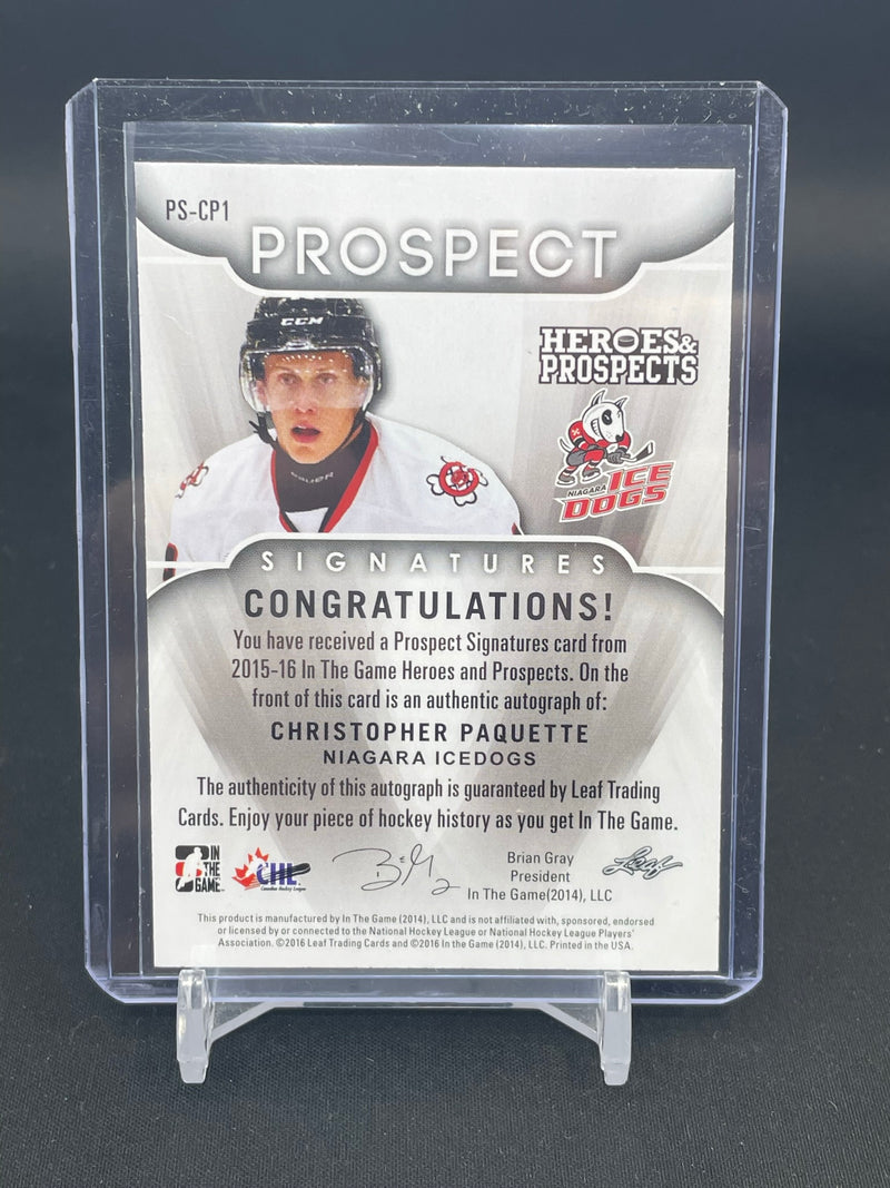 2015 LEAF IN THE GAME USED HEROES & PROSPECTS - C. PAQUETTE -